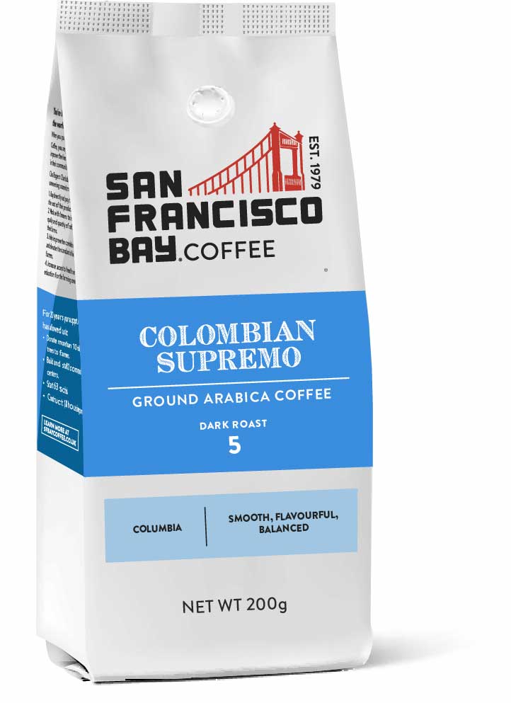 Colombian Supremo Ground Coffee, 200g Bag